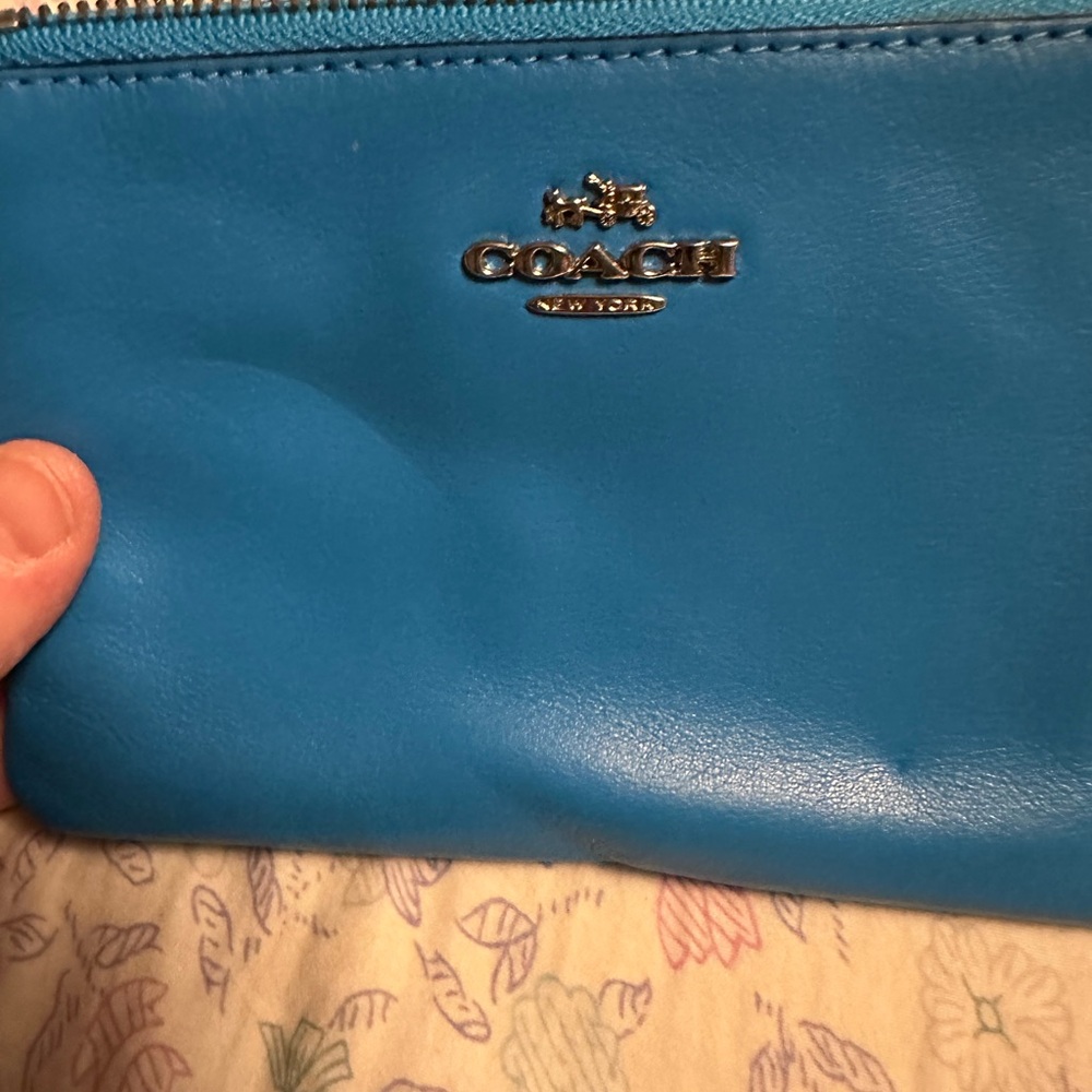 Coach Vibrant Blue Leather Wristlet